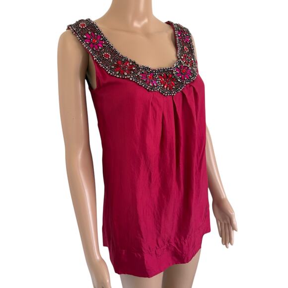 Yoana Baraschi Silk Beaded Tank Top Showgirl Glam Embellished Y2K Indie Romantic - Picture 3 of 7